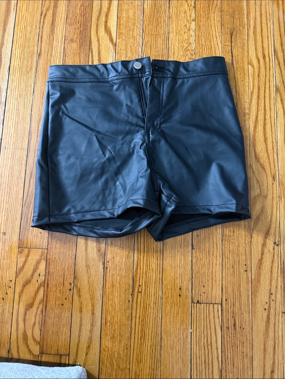 Faux Leather Black High-Waist Shorts